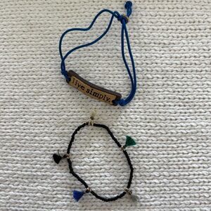 MudLOVE Live Simply Ceramic Bracelet Tassel Set Lot Boho Stack Blue Black